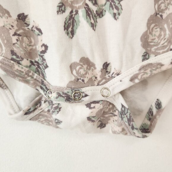 Kate Quinn Floral Long Sleeve Bodysuit Mauve Beige Mittens Baby 12-18M - Picture 4 of 6